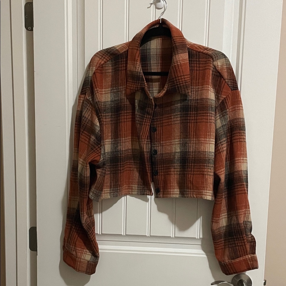 Plaid Women's Cropped Jacket and Skirt Set